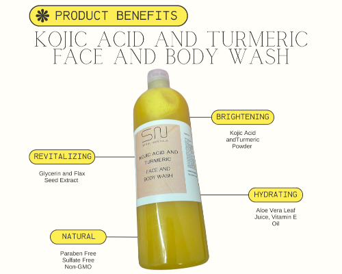 Kojic Acid and Turmeric Face and Body Wash, Brightening, Revitalizing, Hydrating, Natural, K Beauty