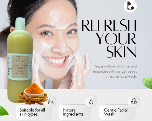 Kojic Acid and Turmeric Face and Body Wash, Brightening, Revitalizing, Hydrating, Natural, K Beauty