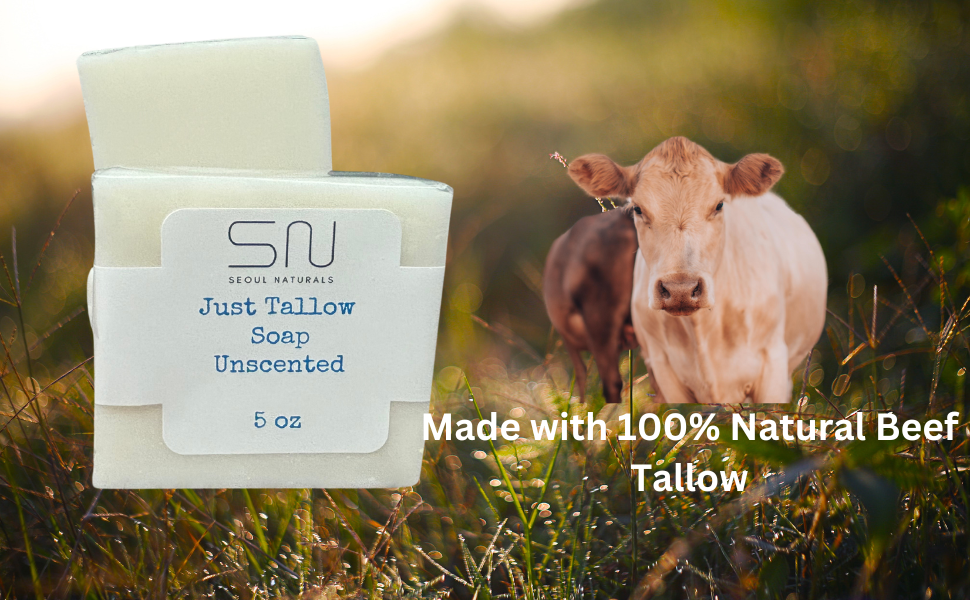 Just Tallow Unscented Soap, K Beauty, 5oz