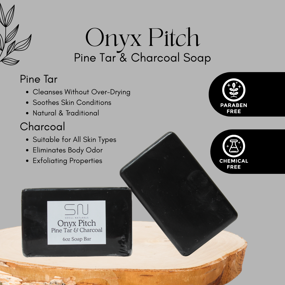 Seoul Naturals Onyx Pitch Pine Tar & Charcoal Soap, K Beauty, 6 oz