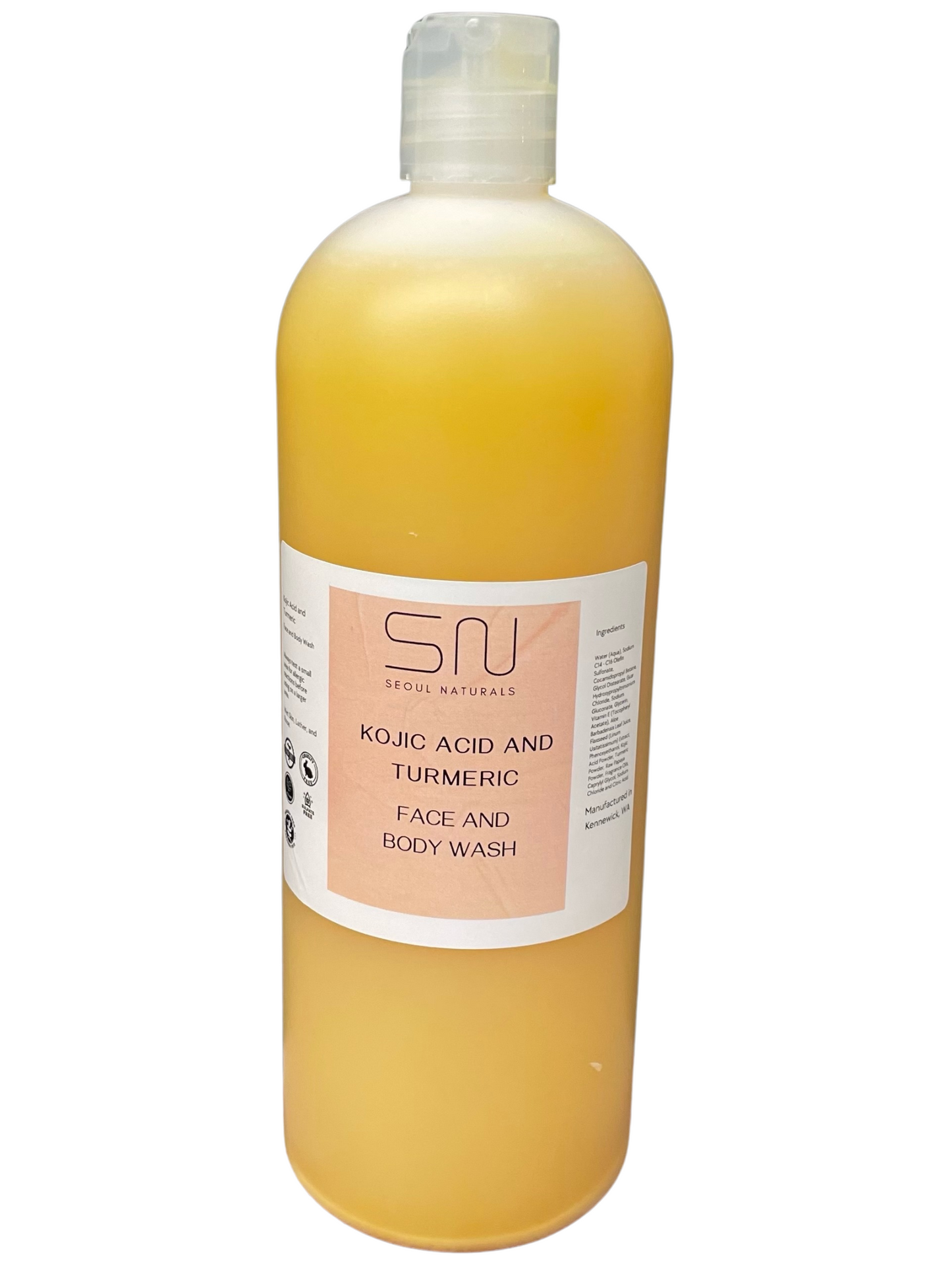 Kojic Acid and Turmeric Face and Body Wash, Brightening, Revitalizing, Hydrating, Natural, K Beauty