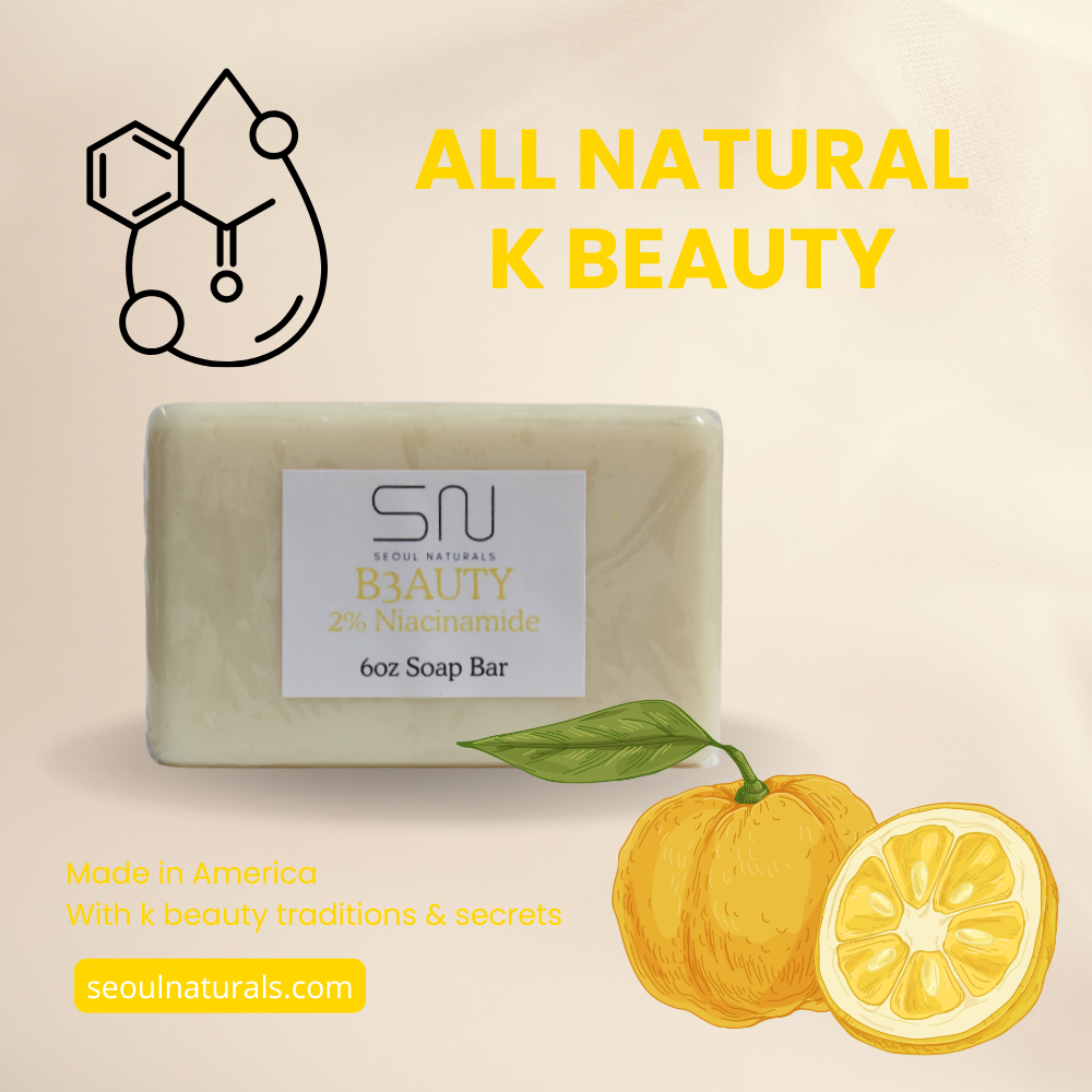 Seoul Naturals B3AUTY 2% Niacinamide Soap with Yuzu, k beauty, 6 oz