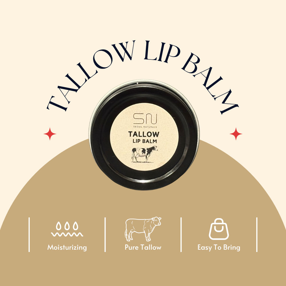 Seoul Naturals Tallow Lip Balm, Vanilla Scented, k beauty, 0.5 oz tin