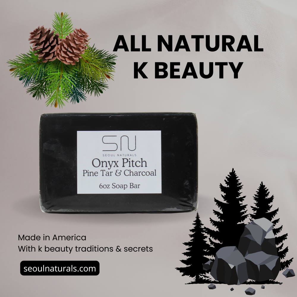 Seoul Naturals Onyx Pitch Pine Tar & Charcoal Soap, K Beauty, 6 oz