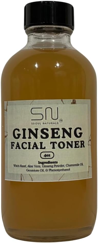 Seoul Naturals Ginseng Facial Toner with Witch Hazel, Aloe Vera, Chamomile Oil, K Beauty, 4 oz