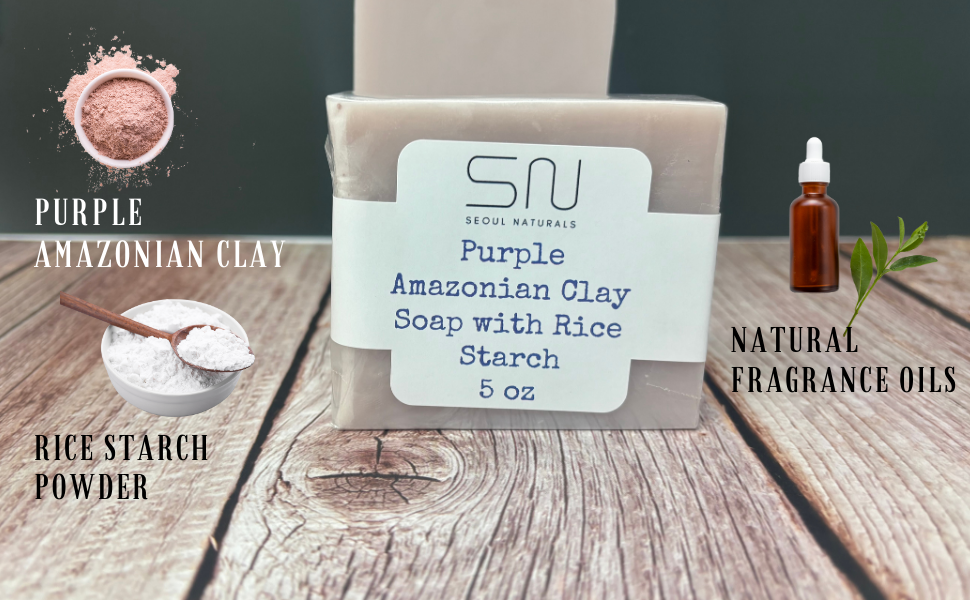 Purple Amazonian Clay Soap with Rice Starch, K Beauty, 5 oz
