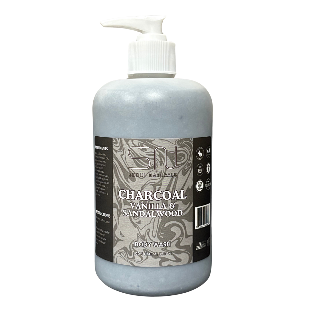 Seoul Naturals Charcoal Body Wash, 100% Natural Ingredients, K Beauty, 16fl oz