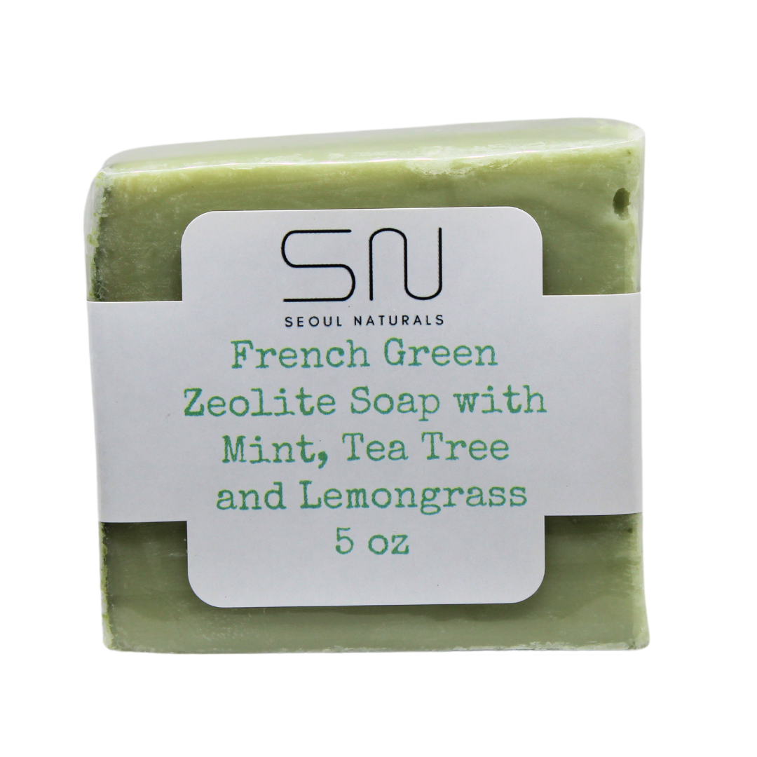 French Green Zeolite Soap with Mint, Tea Tree, and Lemongrass, K Beauty, 5oz