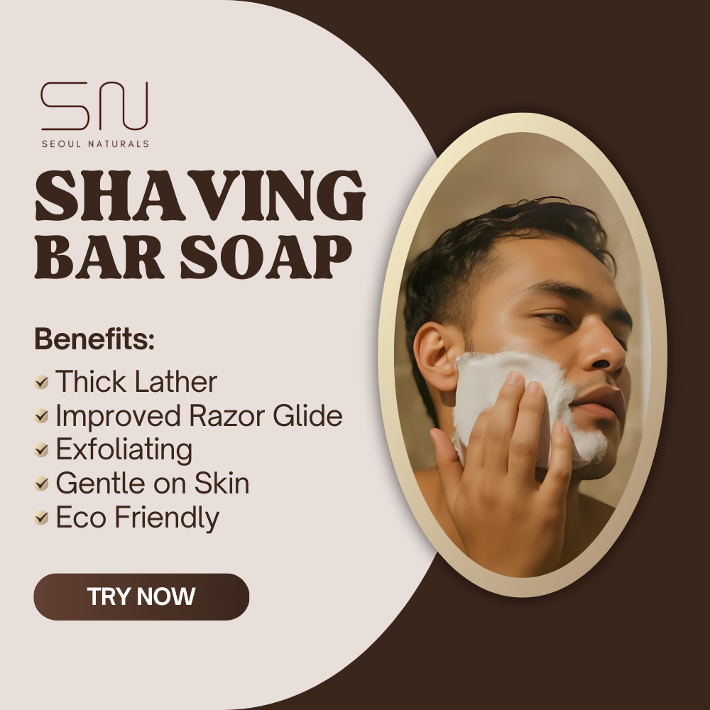 Seoul Naturals Shaving Bar Soap, Amaretto with Rose Kaolin Clay, k beauty, 5.5 oz