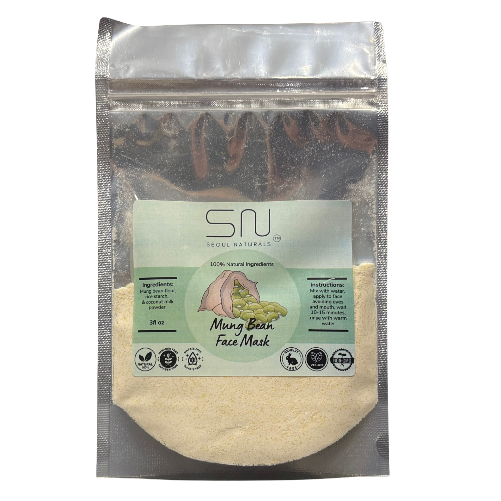 Seoul Naturals Mung Bean Face Mask Powder, 100% Natural Ingredients, K Beauty, 3fl oz
