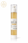 Limited Edition Lightweight Body Glow Oil with Fine Gold Shimmer, Apricot Scented, 4oz
