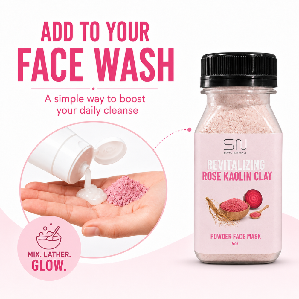 Seoul Naturals Rose Clay Face Mask Powder, 100% Natural Ingredients, k beauty, 4fl oz