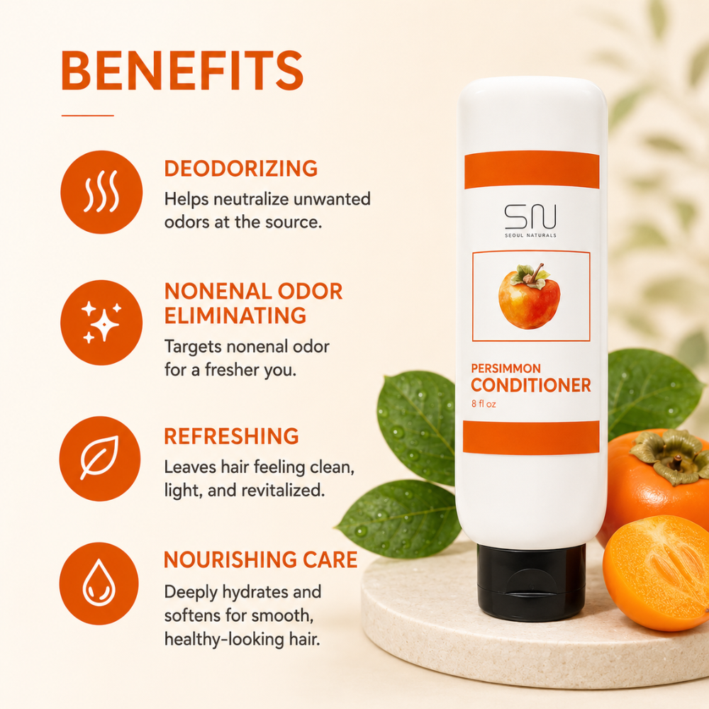Seoul Naturals Persimmon Conditioner, Deodorizing and Nonenal Odor Eliminating, Deeply Nourishing, k beauty inspired, 8 fl oz