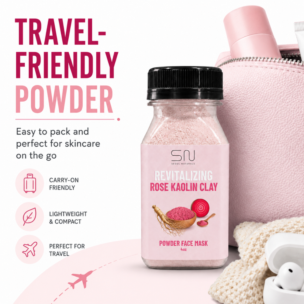 Seoul Naturals Rose Clay Face Mask Powder, 100% Natural Ingredients, k beauty, 4fl oz