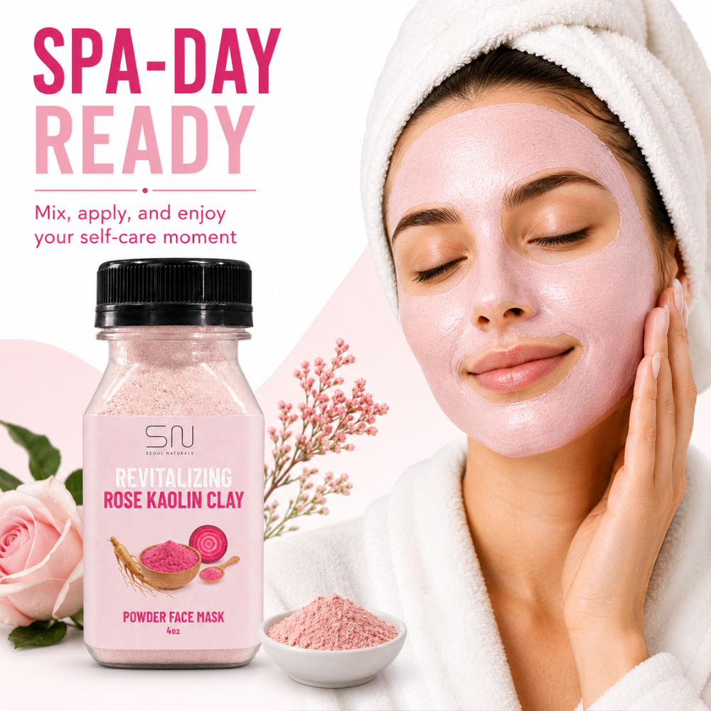 Seoul Naturals Rose Clay Face Mask Powder, 100% Natural Ingredients, k beauty, 4fl oz