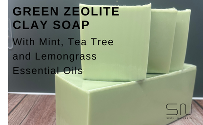 French Green Zeolite Soap with Mint, Tea Tree, and Lemongrass, K Beauty, 5oz