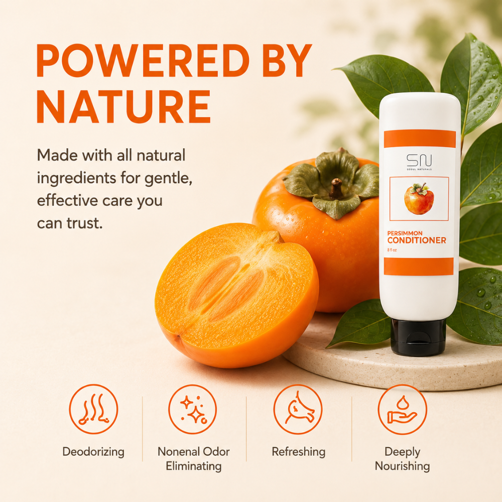 Seoul Naturals Persimmon Conditioner, Deodorizing and Nonenal Odor Eliminating, Deeply Nourishing, k beauty inspired, 8 fl oz
