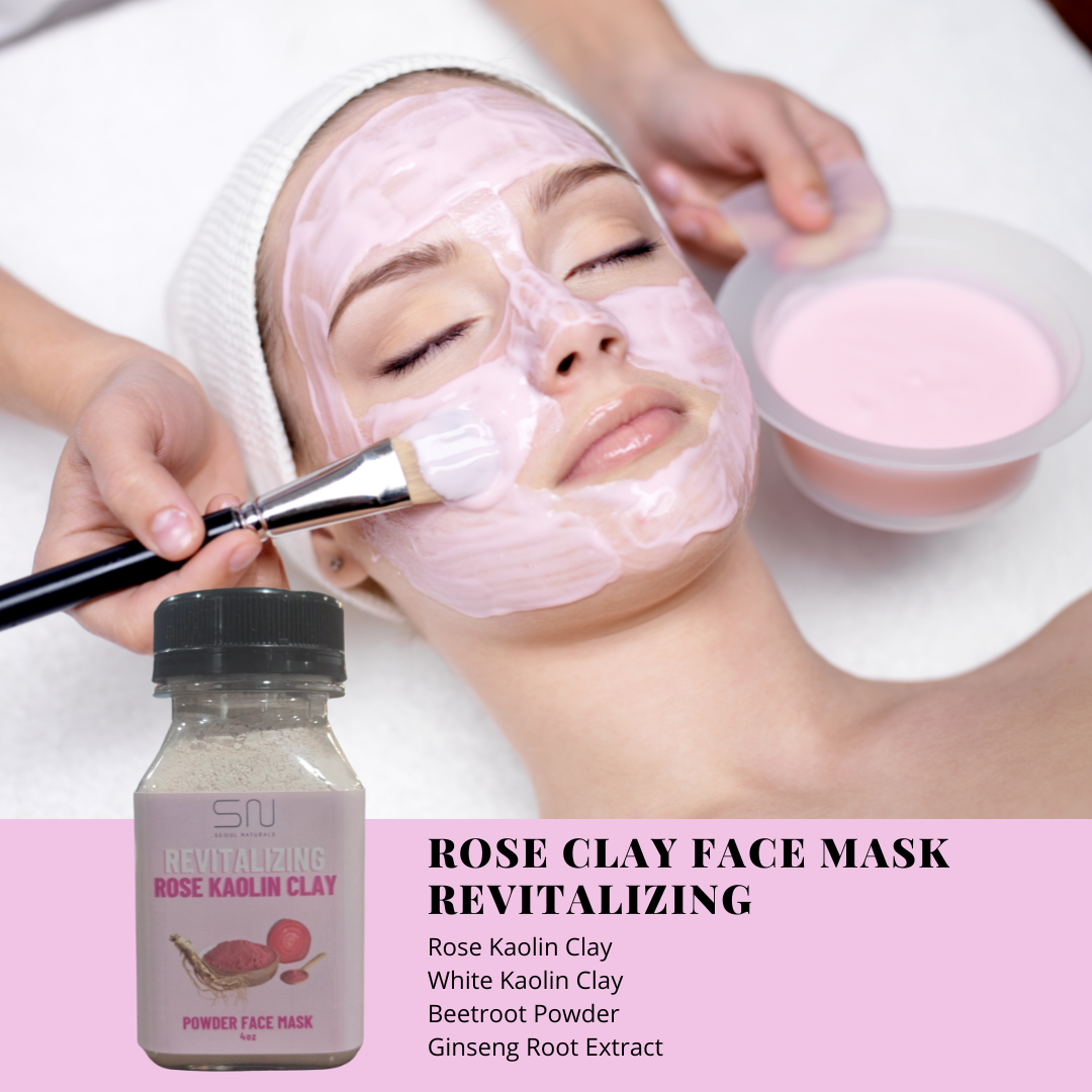 Seoul Naturals Rose Clay Face Mask Powder, 100% Natural Ingredients, k beauty, 4fl oz