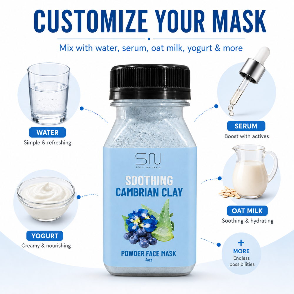 Seoul Naturals Cambrian Clay Face Mask Powder, 100% Natural Ingredients, k beauty, 4fl oz