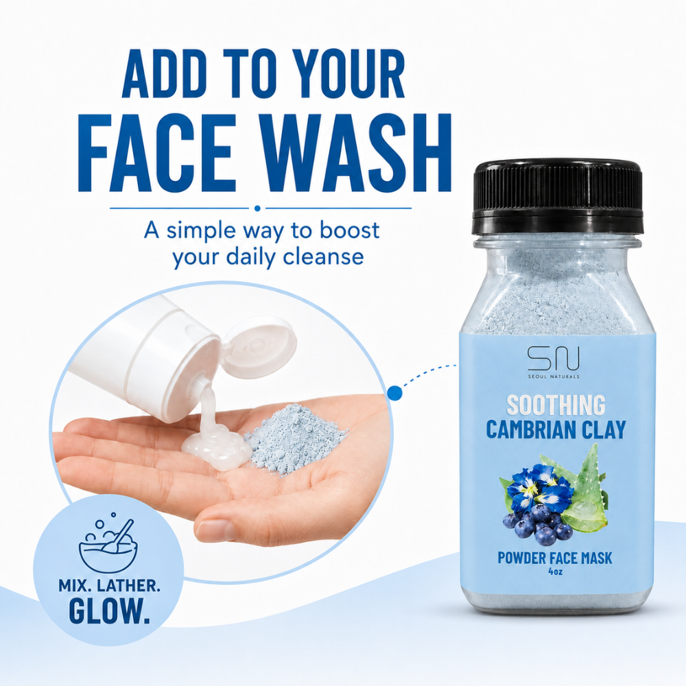 Seoul Naturals Cambrian Clay Face Mask Powder, 100% Natural Ingredients, k beauty, 4fl oz