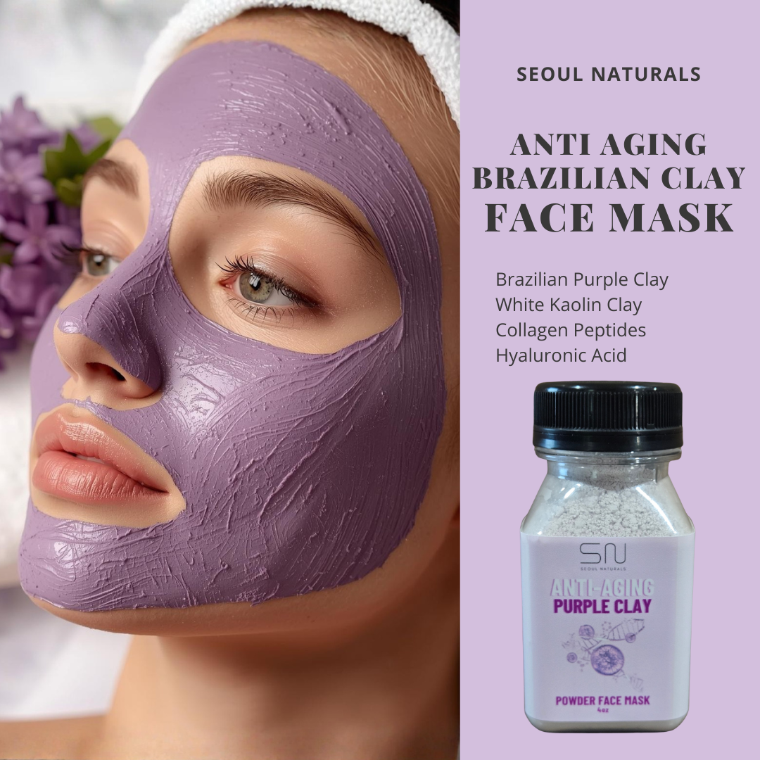 Seoul Naturals Brazillian Clay Face Mask Powder, 100% Natural Ingredients, K Beauty, 4fl oz