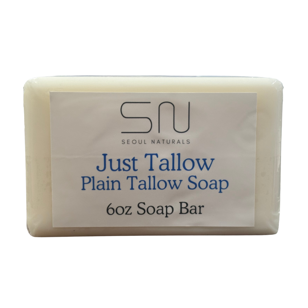 Seoul Naturals Just Tallow Soap, Unscented, Skin Cleanser for Face and Body, k beauty inspired, 6oz