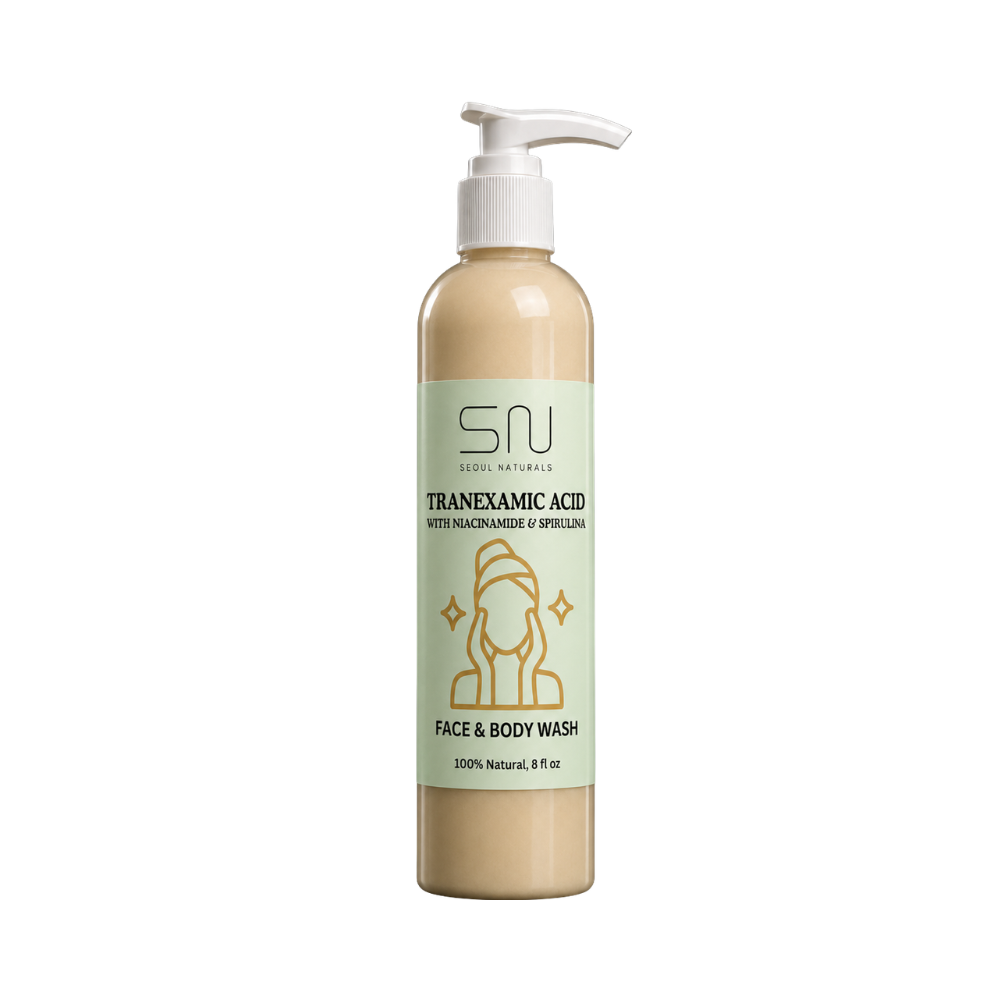 Seoul Naturals Tranexamic Acid Face Wash with Licorice Root and Spirulina, Natural Facial Cleanser, 8oz, k beauty