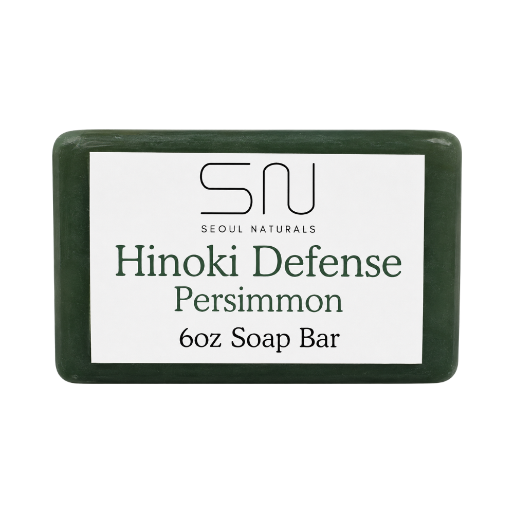 Seoul Naturals Hinoki Defense Persimmon Bar Soap with Persimmon Leaf Extract, Persimmon Tannins and Hinoki Oil, Woodsy Deodorizing Body Soap, k beauty inspired, 6oz