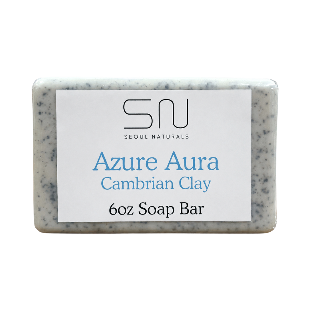 Seoul Naturals Azure Aura Cambrian Blue Clay Soap, Citrus, Ginger, Sandalwood, and Vetiver, 6 oz