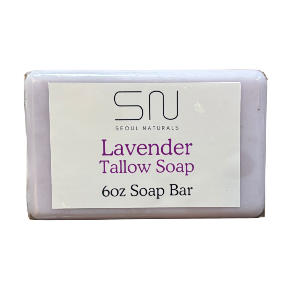 Seoul Naturals Lavender Tallow Soap for Skin Cleansing, Handmade, Hydrating, k beauty inspired, 6 oz