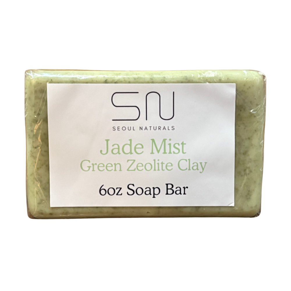 Seoul Naturals Jade Mist Green Zeolite Clay Soap with Mint, Tea Tree and Lemongrass for Nourishing, Deep Cleansing and Aromatherapy, k beauty inspired, 6 oz