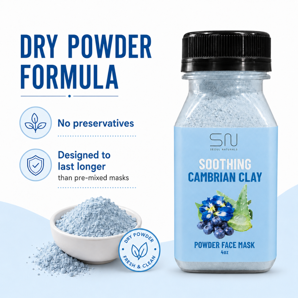 Seoul Naturals Cambrian Clay Face Mask Powder, 100% Natural Ingredients, k beauty, 4fl oz