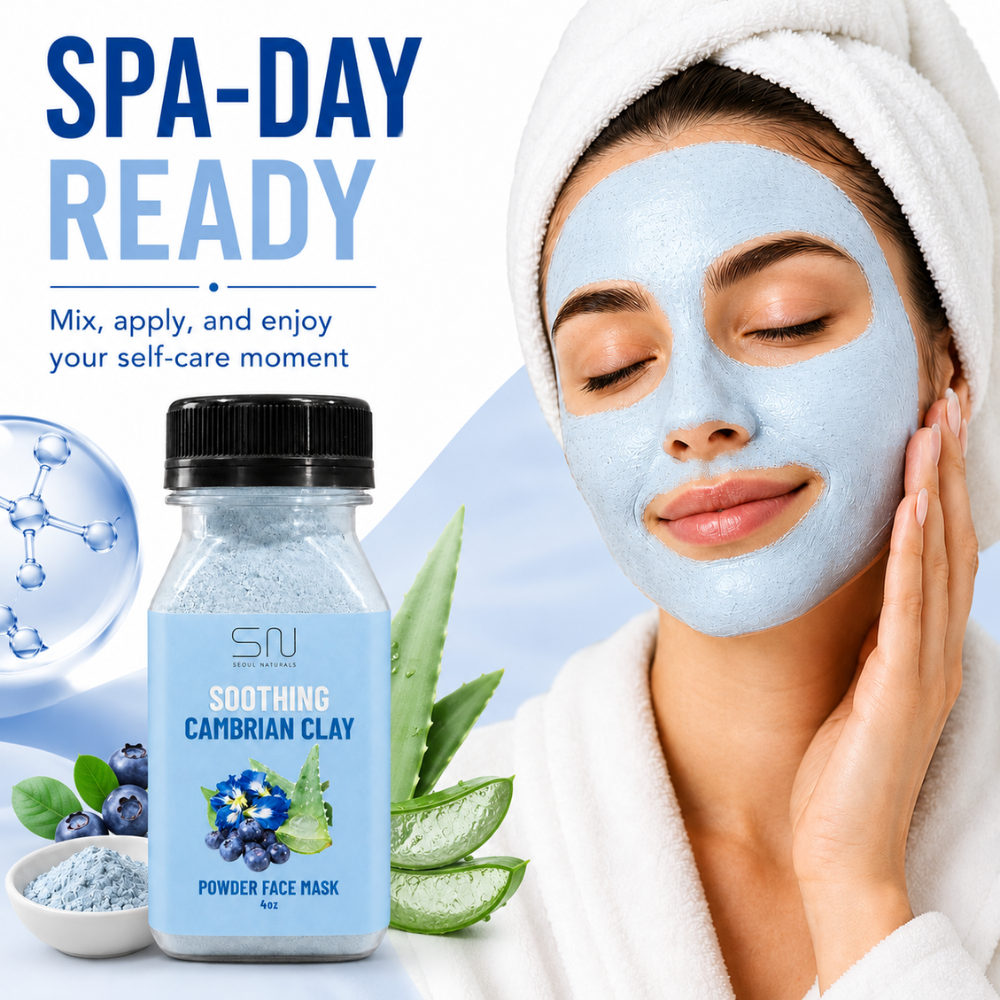 Seoul Naturals Cambrian Clay Face Mask Powder, 100% Natural Ingredients, k beauty, 4fl oz