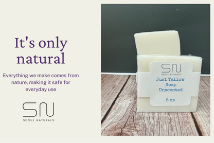 Just Tallow Unscented Soap, K Beauty, 5oz