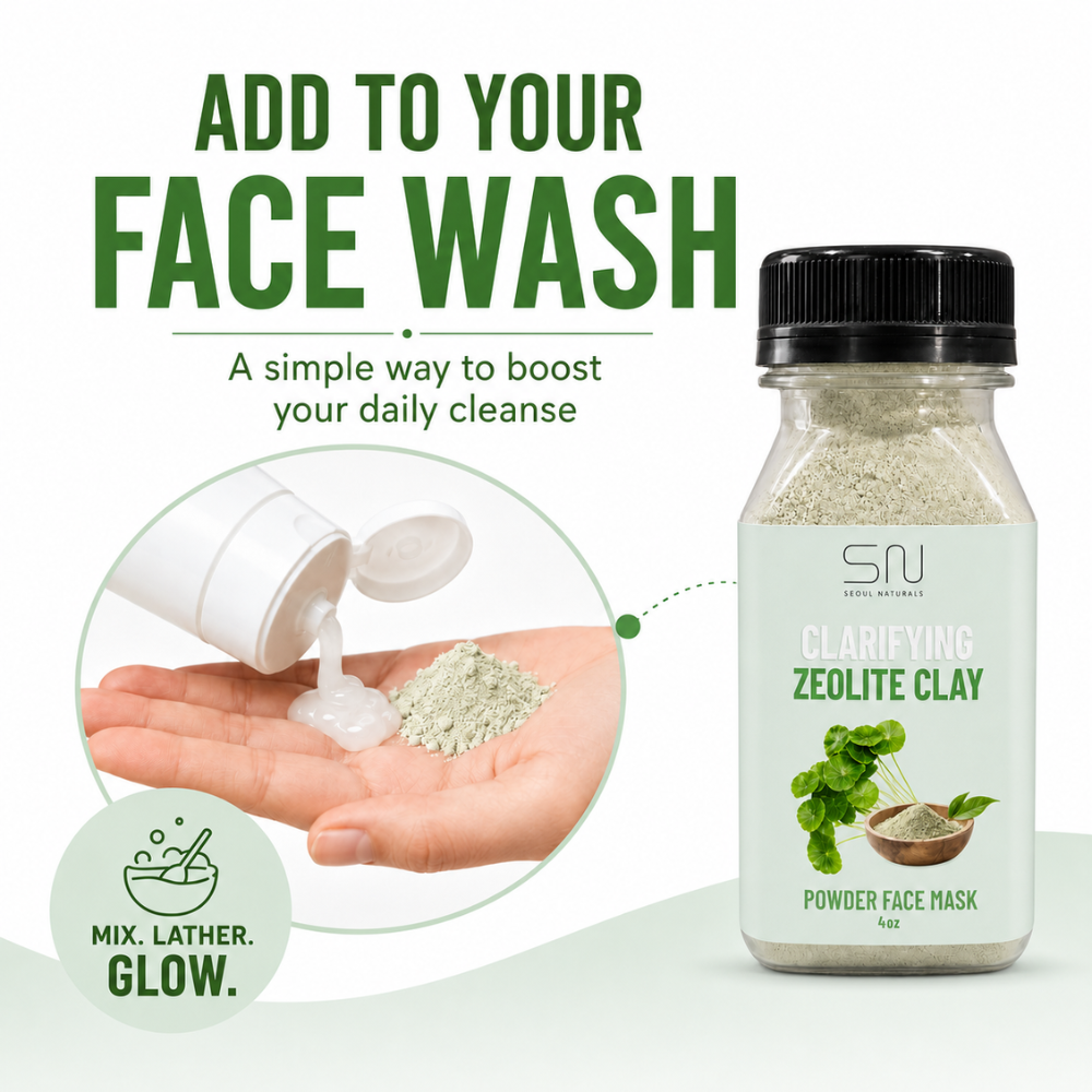 Seoul Naturals Zeolite Clay Face Mask Powder, 100% Natural Ingredients, K Beauty, 4fl oz