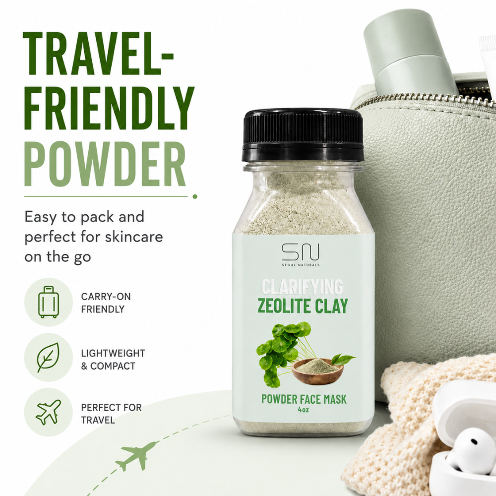 Seoul Naturals Zeolite Clay Face Mask Powder, 100% Natural Ingredients, K Beauty, 4fl oz