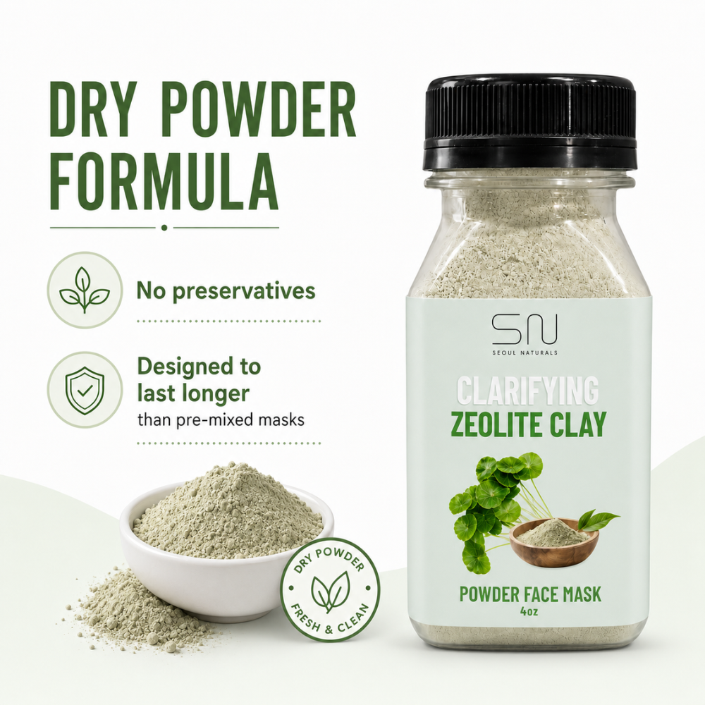 Seoul Naturals Zeolite Clay Face Mask Powder, 100% Natural Ingredients, K Beauty, 4fl oz