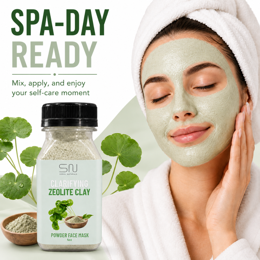 Seoul Naturals Zeolite Clay Face Mask Powder, 100% Natural Ingredients, K Beauty, 4fl oz