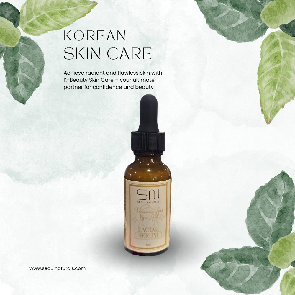 Seoul Naturals Tranexamic & Kojic Acid Facial Serum with Aloe Vera, K Beauty, 1 oz