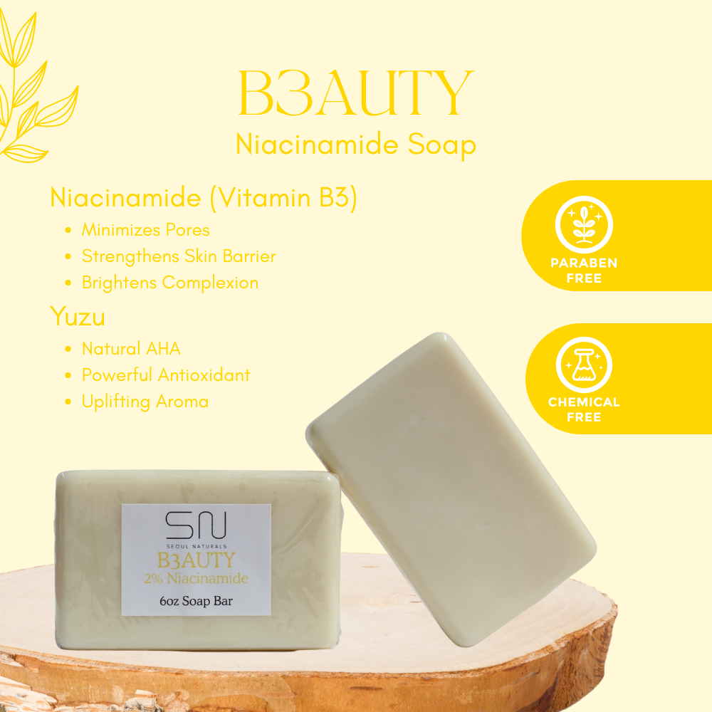 Seoul Naturals B3AUTY 2% Niacinamide Soap with Yuzu, k beauty, 6 oz