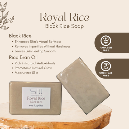 Seoul Naturals Royal Rice Soap with Black Rice, Rice Bran Oil, & Grapefruit Essential Oil, k beauty, 6 oz