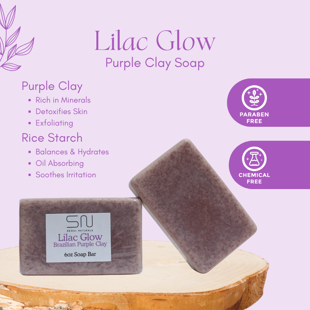 Lilac Glow, Brazilian Purple Clay Soap with Rice Starch, K Beauty, 6 oz