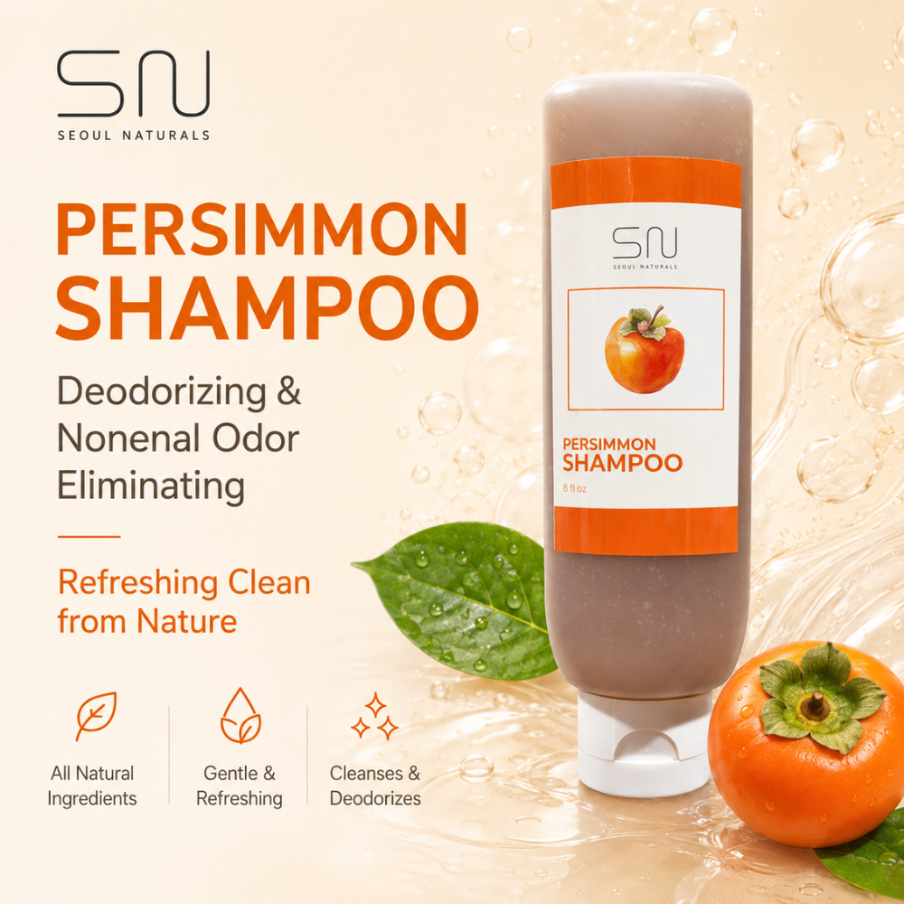 Seoul Naturals Persimmon Shampoo, Deodorizing and Nonenal Odor Eliminating, All Natural Ingredients, k beauty inspired, 8 fl oz