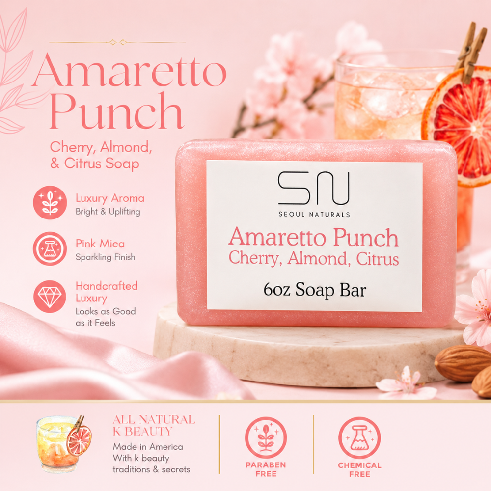Seoul Naturals Amaretto Punch Soap Bar, Almond Cherry Citrus, k beauty, 6 oz