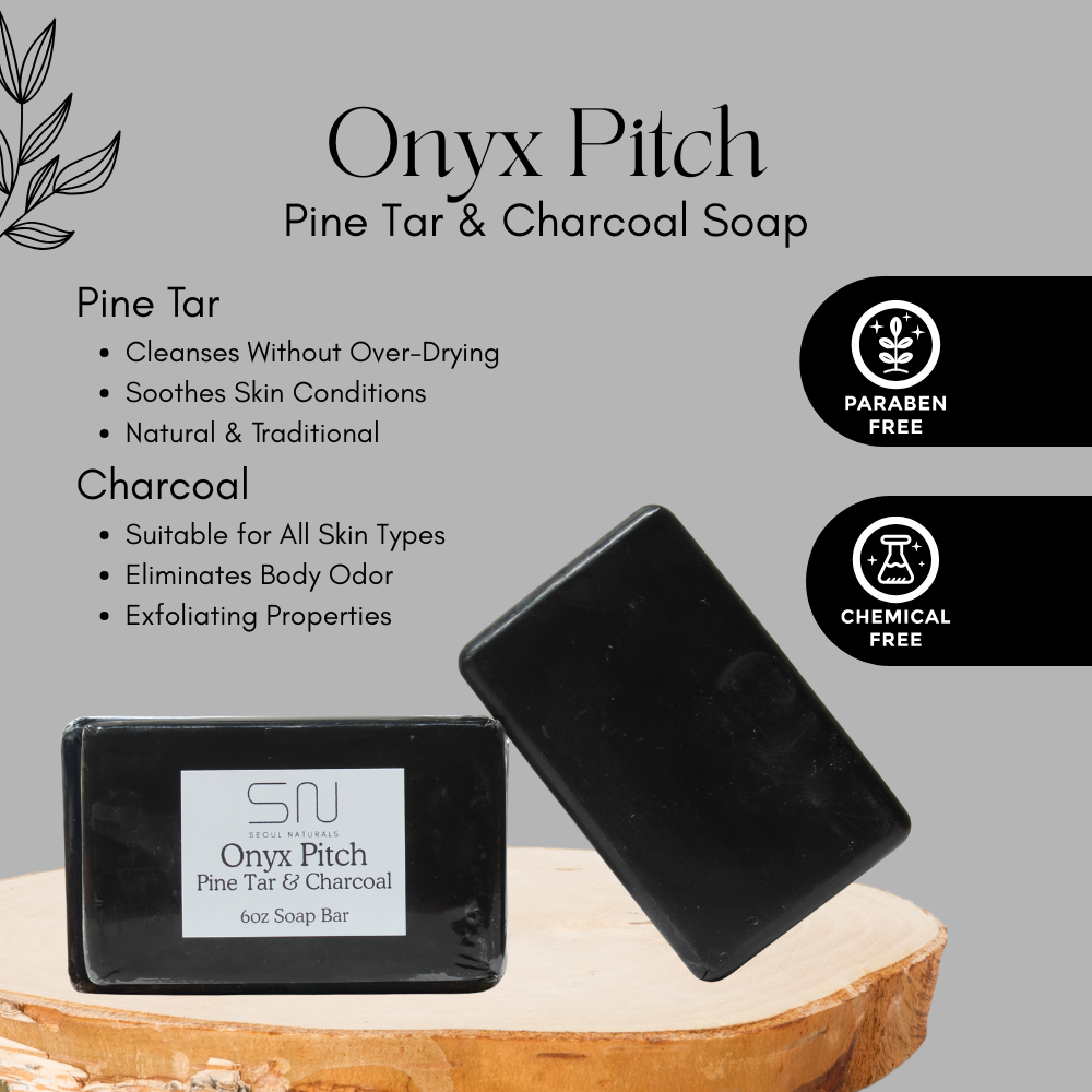Seoul Naturals Onyx Pitch Pine Tar & Charcoal Soap, K Beauty, 6 oz