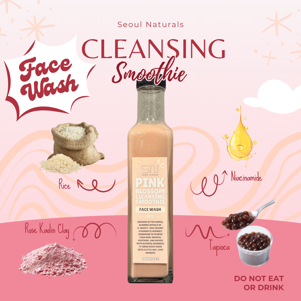 Seoul Naturals Pink Blossom Cleansing Smoothie Face Wash, k beauty inspired, 8oz
