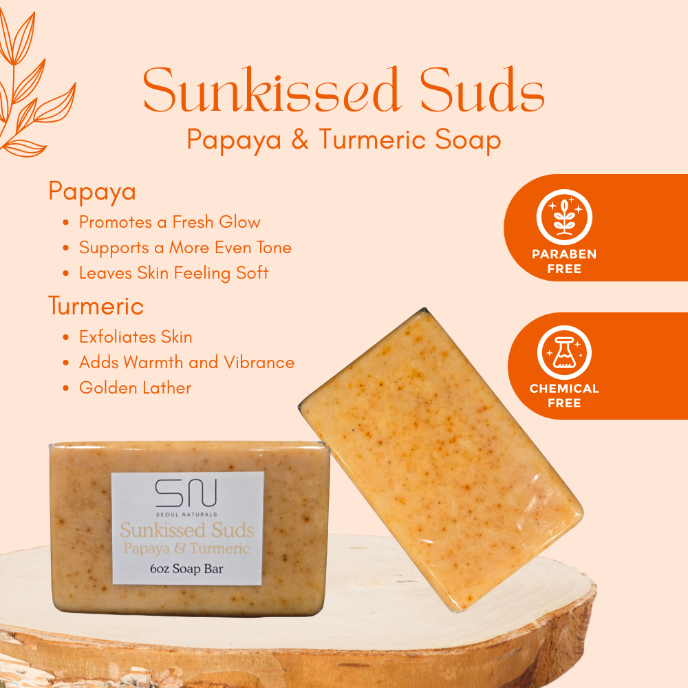 Seoul Naturals Sunkissed Suds Papaya Soap with Turmeric, k beauty, 6 oz