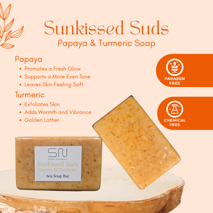 Seoul Naturals Sunkissed Suds Papaya Soap with Turmeric, k beauty, 6 oz