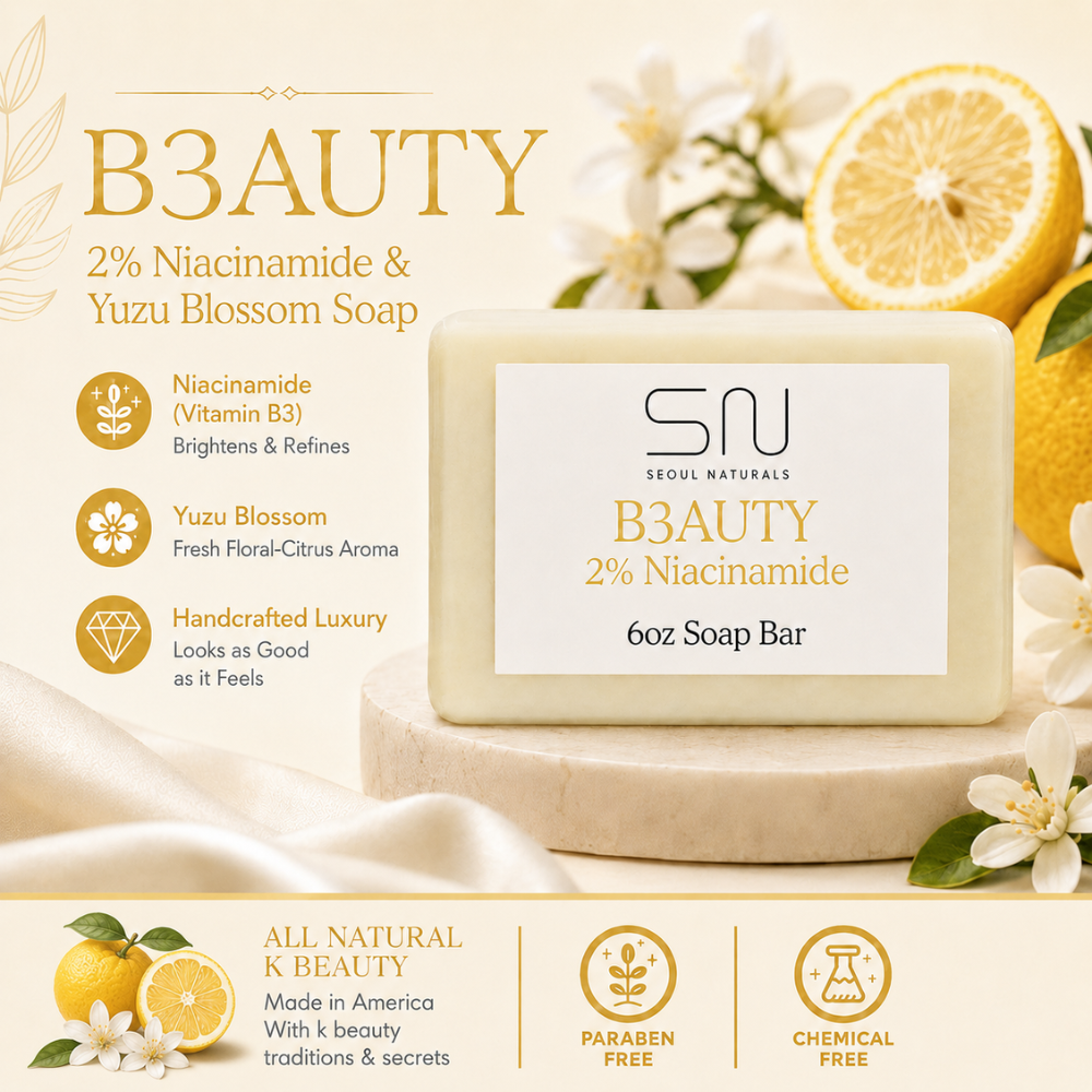 Seoul Naturals B3AUTY 2% Niacinamide Soap with Yuzu, k beauty, 6 oz