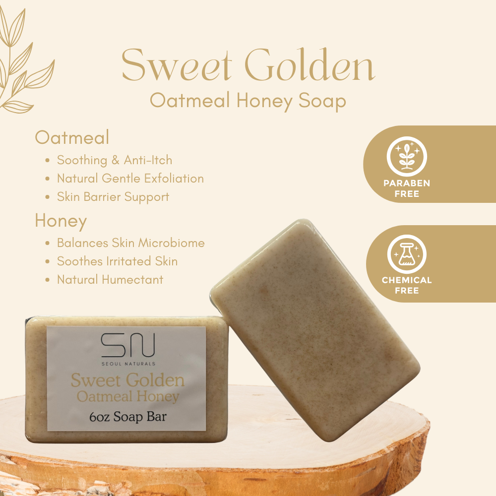 Seoul Naturals Sweet Golden, Oatmeal Honey Goats Milk Soap, k beauty inspired, 6oz